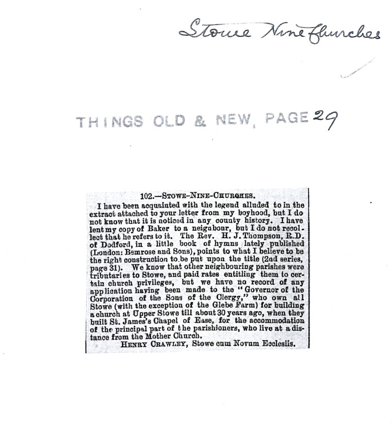 Things Old and New - Stowe Nine Churches - 1908